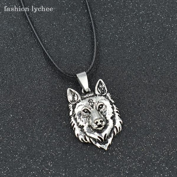 fashion lychee viking wolf head amulet pendant necklace for men retro black rope chain animal charms necklace gift, Silver
fashion lychee viking wolf head amulet pendant necklace for men retro black rope chain animal charms necklace gift, Silver