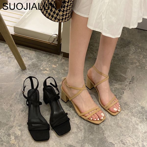 suojialun women sandals square high heel women summer sandal shoes fashion narrow band female classic sandals shoes y200702, Black
suojialun women sandals square high heel women summer sandal shoes fashion narrow band female classic sandals shoes y200702, Black