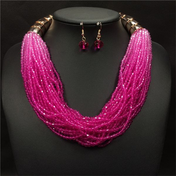 18k gold plated jewelry set fashion exaggerated multi layer gradient chocke necklace earrings set handmade beads accessories for women girls, Silver
18k gold plated jewelry set fashion exaggerated multi layer gradient chocke necklace earrings set handmade beads accessories for women girls, Silver