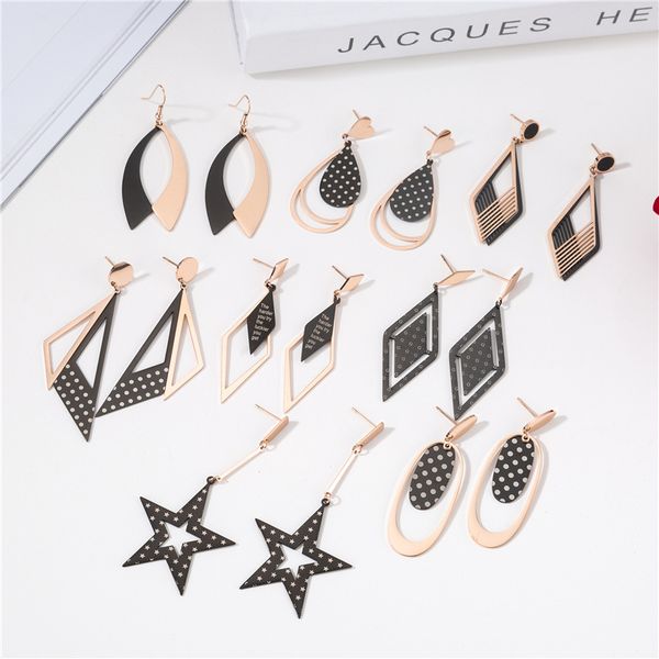 new fashion titanium steel geometric earrings female creative exaggerated contrasting plaid rose gold mori small jewelry, Golden;silver
new fashion titanium steel geometric earrings female creative exaggerated contrasting plaid rose gold mori small jewelry, Golden;silver