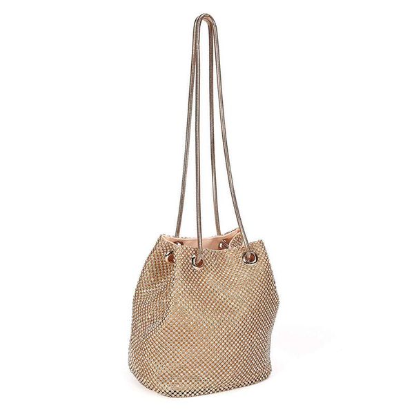 ljl-women polyester + rhinestone + metal evening bags bucket bag clutch bags