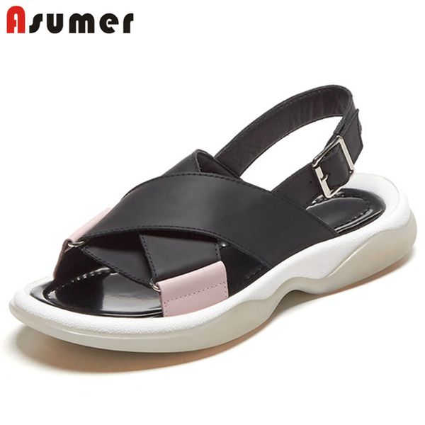 asumer 2020 new arrive genuine leather sandals women shoes mixed colors buckle comfortable summer flat sandals ladies big size, Black
asumer 2020 new arrive genuine leather sandals women shoes mixed colors buckle comfortable summer flat sandals ladies big size, Black