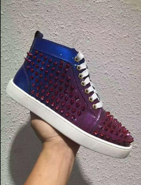 new fashion women man leather colorful lace-up rivets spike studded high casual shoes sneakers mens flat shoes leisure trainer footwear, Black
new fashion women man leather colorful lace-up rivets spike studded high casual shoes sneakers mens flat shoes leisure trainer footwear, Black