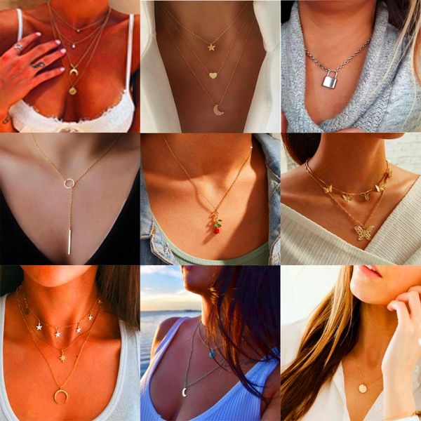fashion layered women vintage chain brand flower statement steel butterfly pendant moon long necklace chain boho jewelry gift, Silver
fashion layered women vintage chain brand flower statement steel butterfly pendant moon long necklace chain boho jewelry gift, Silver
