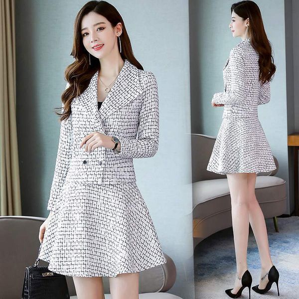 work dresses runway 2 piece set womens vintage skirt suits for ladies office clothing korean black white plaid jacket and skirts suit women, White;black
work dresses runway 2 piece set womens vintage skirt suits for ladies office clothing korean black white plaid jacket and skirts suit women, White;black