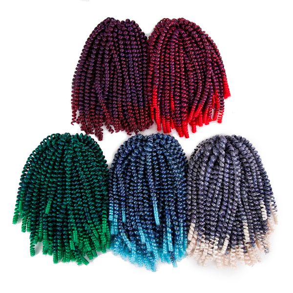 

Colorful Synthetic Ombre Burgundy spring twist crochet braids hair extension bulk Freetress meche crochet braid hair bundles for black women