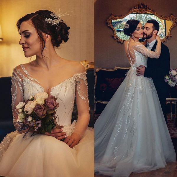 elegant long sleeve wedding dresses a line sheer jewel neck lace bohemian wedding dress beads sequins sweep train boho vestidos de novia, White
elegant long sleeve wedding dresses a line sheer jewel neck lace bohemian wedding dress beads sequins sweep train boho vestidos de novia, White