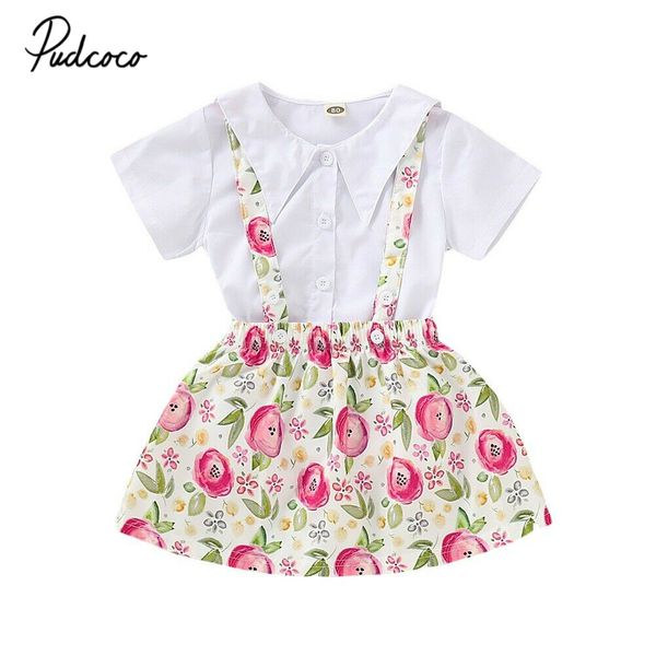 2019 summer kids girls shirt+overalls 2pcs set casual suit toddler kids children floral print clothing costume 1-5t, White
2019 summer kids girls shirt+overalls 2pcs set casual suit toddler kids children floral print clothing costume 1-5t, White