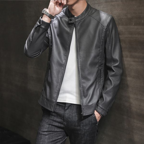 men's fur & faux winter leather korean version of slim-fit pu stand-collar coat fashion casual jacket, Black
men's fur & faux winter leather korean version of slim-fit pu stand-collar coat fashion casual jacket, Black