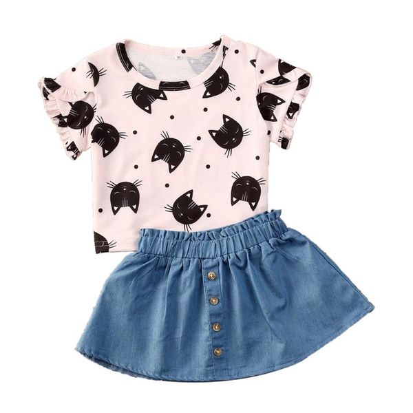 1-6y summer lovely infant baby girls clothes sets cartoon animal print short sleeve pink t shirts blue a-line skirts, White
1-6y summer lovely infant baby girls clothes sets cartoon animal print short sleeve pink t shirts blue a-line skirts, White