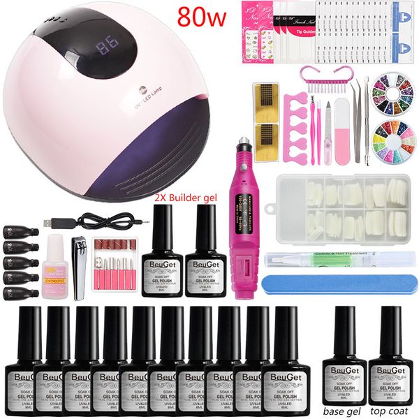 gel nail polish kit nail extension kit 48w/80w electric drill uv led lamp quick extension kits manicure tools
gel nail polish kit nail extension kit 48w/80w electric drill uv led lamp quick extension kits manicure tools