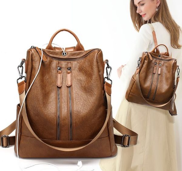 female fashional backpack cow leather and pu multi-functional pratical casual bags 32x34cm with outside pocket with zipper
female fashional backpack cow leather and pu multi-functional pratical casual bags 32x34cm with outside pocket with zipper