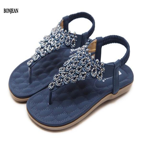 2020 beach seaside new sandals flowers bohemia flats ing, Black