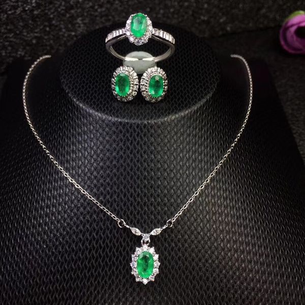 columbia natural emerald set ring earrings necklace fashionable with new design quality 925 silver, Black
columbia natural emerald set ring earrings necklace fashionable with new design quality 925 silver, Black