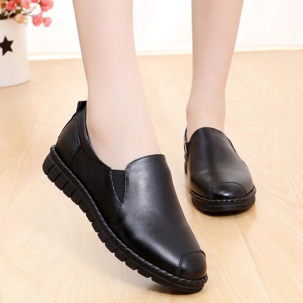spring/autumn genuine leather women platform shoes casual office sewing solid round toe slip on flats mother zapatos de mujer, Black
spring/autumn genuine leather women platform shoes casual office sewing solid round toe slip on flats mother zapatos de mujer, Black