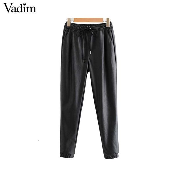 vadim women chic pu leather pants solid elastic waist drawstring tie pockets female basic elegant trousers kb131 v191019, Black;white
vadim women chic pu leather pants solid elastic waist drawstring tie pockets female basic elegant trousers kb131 v191019, Black;white