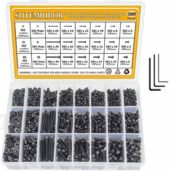 1200pcs m2 m3 m4 head cap screws nuts washers kit+allen wrench hardware repair parts hand tools
1200pcs m2 m3 m4 head cap screws nuts washers kit+allen wrench hardware repair parts hand tools