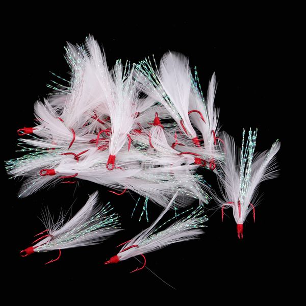 20 pieces durable feather fishing hooks treble barbed squid hook fly tying lures baits
20 pieces durable feather fishing hooks treble barbed squid hook fly tying lures baits