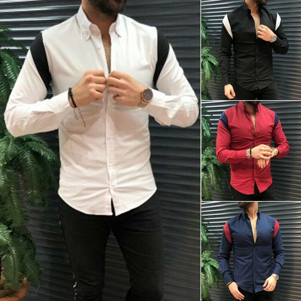 men's slim fit long sleeve shirt summer cool fashion casual v-neck patchwork s-xl, White;black
men's slim fit long sleeve shirt summer cool fashion casual v-neck patchwork s-xl, White;black