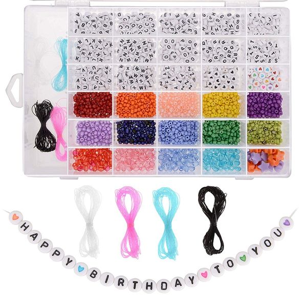 beads for bracelets - complete diy jewelry making kit with colorful glass beads, acrylic letter beads, and elastic bracelet stri
beads for bracelets - complete diy jewelry making kit with colorful glass beads, acrylic letter beads, and elastic bracelet stri