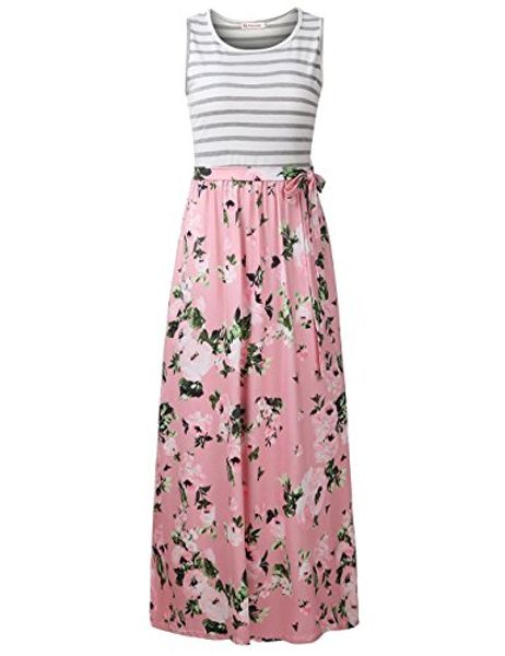fanvook women's sleeveless casual striped floral print loose long maxi dress with pockets, Black;gray
fanvook women's sleeveless casual striped floral print loose long maxi dress with pockets, Black;gray