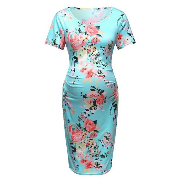 muqgew maternity dresses summer women's maternity short sleeve o-neck floral print side ruched pregnant dress pregnancy clothes, White 
muqgew maternity dresses summer women's maternity short sleeve o-neck floral print side ruched pregnant dress pregnancy clothes, White