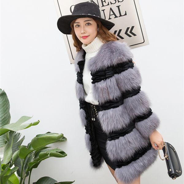 contrast color natural fur and fur patchwork jackets women medium long real leather coats outerwear 2018 new, Black
contrast color natural fur and fur patchwork jackets women medium long real leather coats outerwear 2018 new, Black