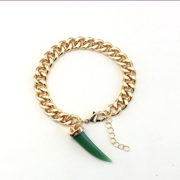 wholesale 10 pcs gold plated link chain wolf tooth bracelet green and white stone ethnic style jewelry, Black
wholesale 10 pcs gold plated link chain wolf tooth bracelet green and white stone ethnic style jewelry, Black