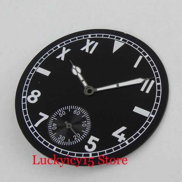 black 38.9mm watch dial + watch hands with roman numbers fit for eta 6498 hand winding movement
black 38.9mm watch dial + watch hands with roman numbers fit for eta 6498 hand winding movement