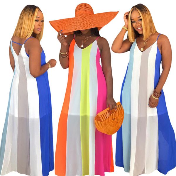 contrast color women dresses striped casual beach sling sleeveless v neck maxi dresses fashion womens casual dresses, Black;gray
contrast color women dresses striped casual beach sling sleeveless v neck maxi dresses fashion womens casual dresses, Black;gray