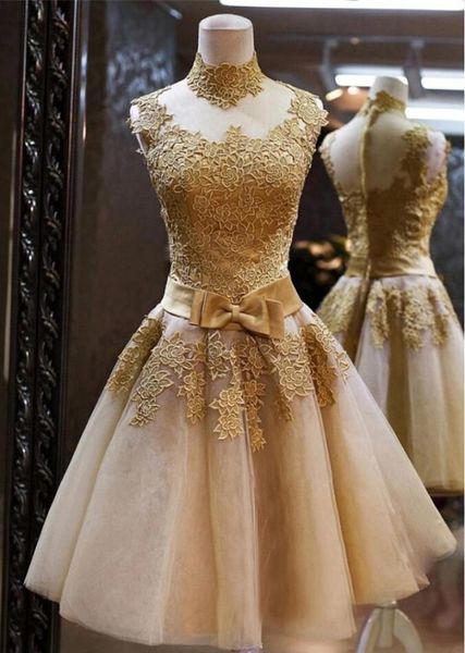 gold high neck tulle with lace cocktail dresses 2020 knee length party gowns with bow in stock 2 4 6 8 10 12, Black
gold high neck tulle with lace cocktail dresses 2020 knee length party gowns with bow in stock 2 4 6 8 10 12, Black