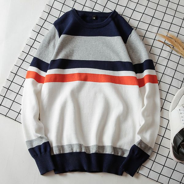 o- neck men sweater pullover striped 100% cotton sweaters for men long sleeve autumn casual pullovers 2019 newest, White;black
o- neck men sweater pullover striped 100% cotton sweaters for men long sleeve autumn casual pullovers 2019 newest, White;black