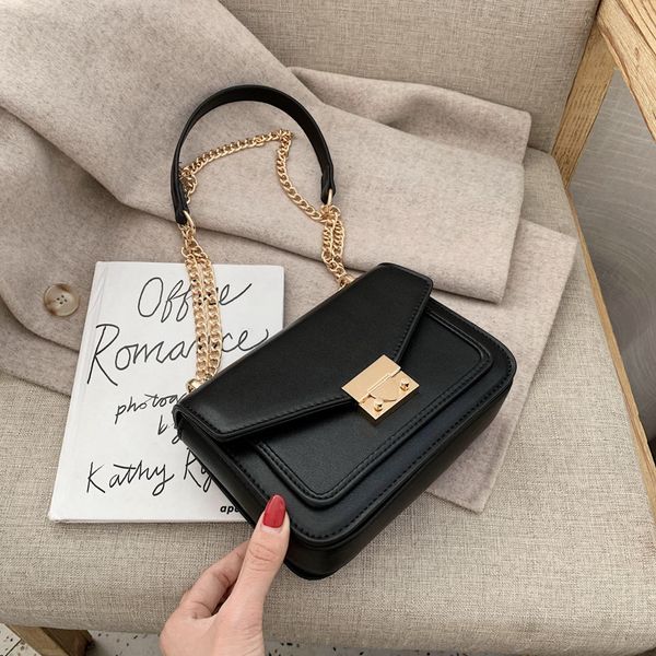 women's bag 2020 new chain handbag fashion small square bag pu metal buckle women's shoulder messenger handbag