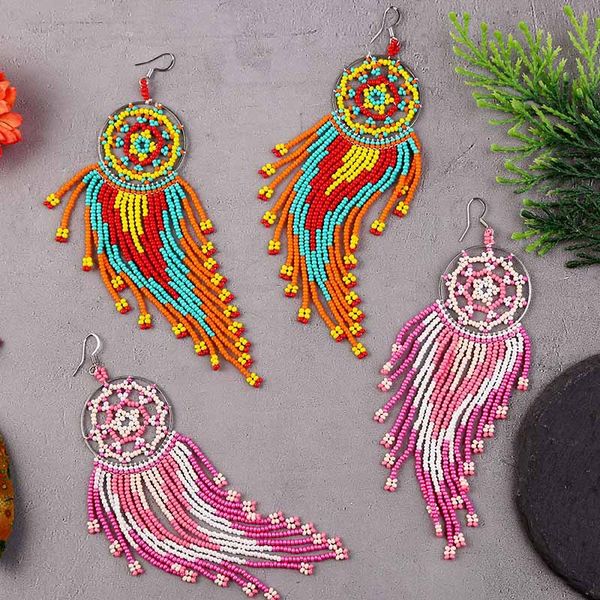 exaggerating long tassel catcher, rice beads, european and american earrings, korean hand-woven earrings, ornaments, Golden;silver
exaggerating long tassel catcher, rice beads, european and american earrings, korean hand-woven earrings, ornaments, Golden;silver