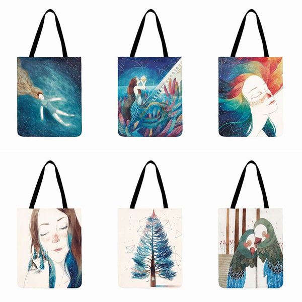 mermaid lady printed tote bag for women linen fabric bag casual totes outdoor beach reusable shopping daily hand
mermaid lady printed tote bag for women linen fabric bag casual totes outdoor beach reusable shopping daily hand