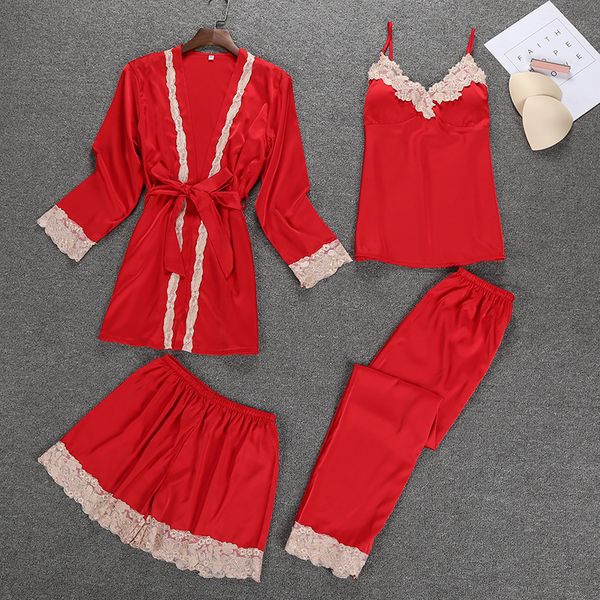 2018 new womens 4pc strap pants suit night robe sleepwear sets casual pajamas nightwear kimono bath gown l xl, Blue;gray
2018 new womens 4pc strap pants suit night robe sleepwear sets casual pajamas nightwear kimono bath gown l xl, Blue;gray