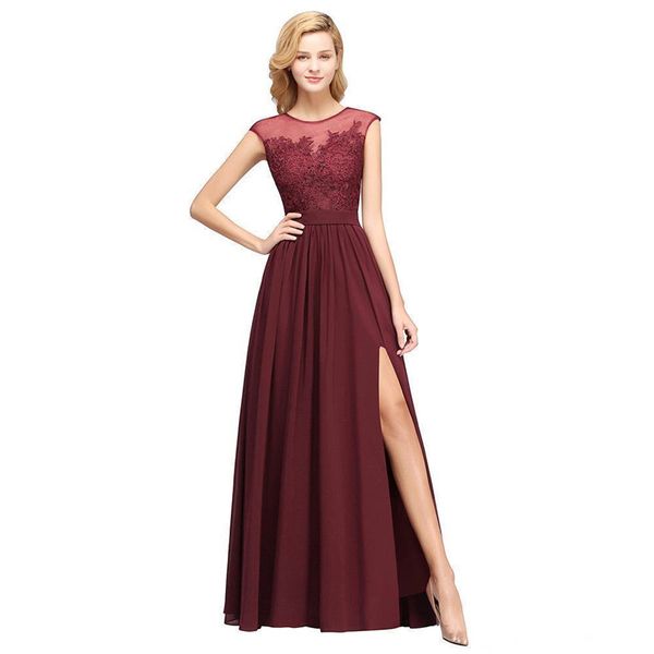 sheer jewel neck lace chiffon beach bridesmaid dresses burgundy 2020 split floor length wedding party dress simple evening prom gowns, White;pink
sheer jewel neck lace chiffon beach bridesmaid dresses burgundy 2020 split floor length wedding party dress simple evening prom gowns, White;pink