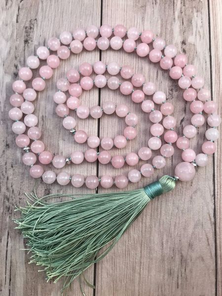 108 mala bead necklace rosequartz knotted necklace yoga mala meditation beads mens jewelry prayer necklaces tassel necklaces, Silver
108 mala bead necklace rosequartz knotted necklace yoga mala meditation beads mens jewelry prayer necklaces tassel necklaces, Silver