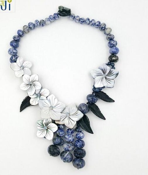 new glassic natural sodalite shell flowers leaf party necklace 20inch lady, Silver
new glassic natural sodalite shell flowers leaf party necklace 20inch lady, Silver