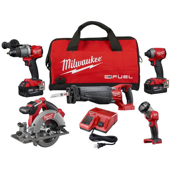 Milwaukee fuel m18 2997 25 18 volt 5 tool drill driver aw light combo kit