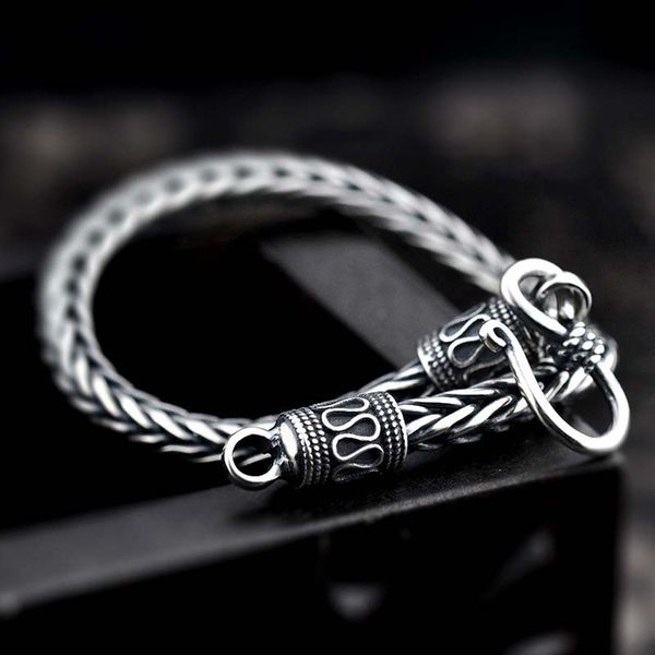 925 sterling silver rope keel chain link women men bangle fish scales jewelry solid silver tone vintage foxtail box bracelets, Black
925 sterling silver rope keel chain link women men bangle fish scales jewelry solid silver tone vintage foxtail box bracelets, Black