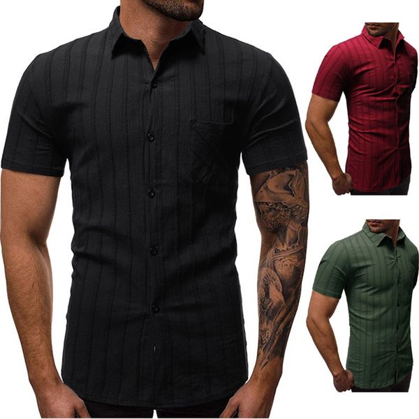 new summer black mens striped short sleeve turn-over collar slim cotton breathable casual business shirt, White;black
new summer black mens striped short sleeve turn-over collar slim cotton breathable casual business shirt, White;black