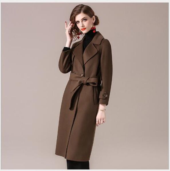 women woolen coat 2018 new winter long section slim fit double faced cashmere overcoat female casual turn down collar jacket, Black
women woolen coat 2018 new winter long section slim fit double faced cashmere overcoat female casual turn down collar jacket, Black
