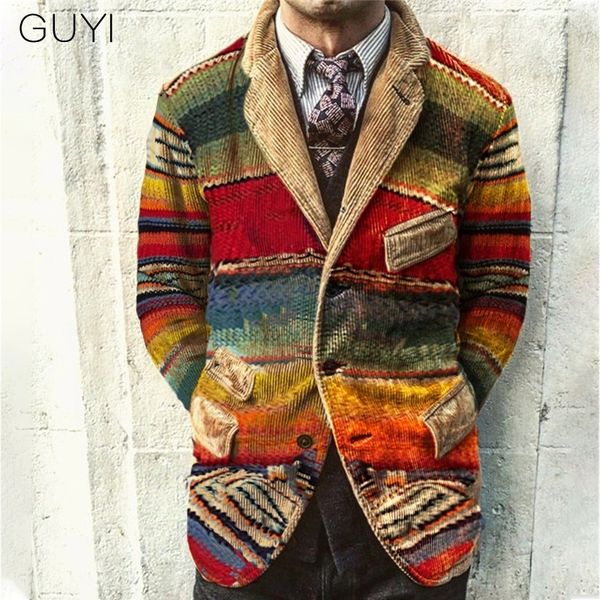 guyi multicolor print suits &blazer for men corduroy casual male jacket autumn winter christmas blazer personality trend coats, White;black
guyi multicolor print suits &blazer for men corduroy casual male jacket autumn winter christmas blazer personality trend coats, White;black