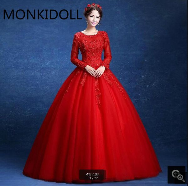 robe de mariage red lace appliques beaded wedding dress long sleeve hollow back crystals corset wedding dresses selling 2019, White
robe de mariage red lace appliques beaded wedding dress long sleeve hollow back crystals corset wedding dresses selling 2019, White