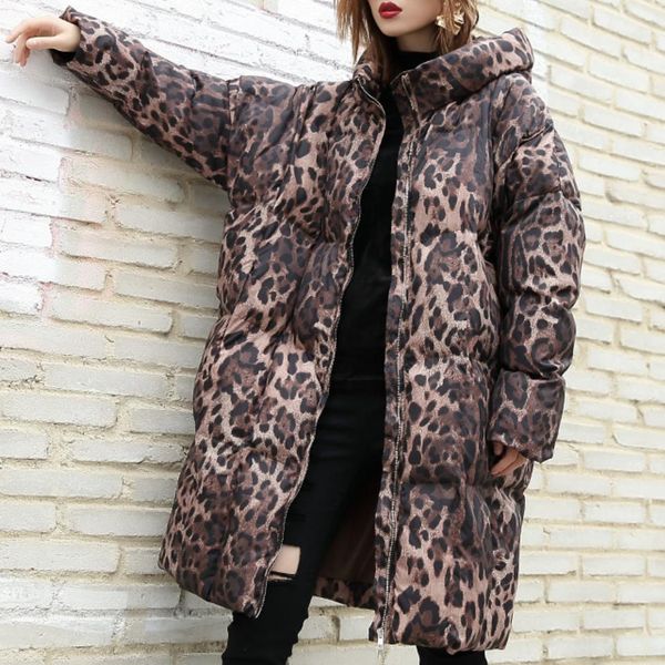 winter women's jacket fashion hooded leopard print parkas long sleeve cotton-padded warm coat oversize loose outerwear l1641, Black
winter women's jacket fashion hooded leopard print parkas long sleeve cotton-padded warm coat oversize loose outerwear l1641, Black