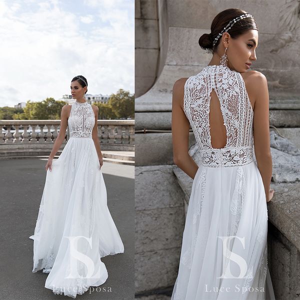 2020 bohenmian bridal dresses high neck beaded appliqued sleeveless wedding dress hollow back ruffle sweep train custom made robes de mariée, White
2020 bohenmian bridal dresses high neck beaded appliqued sleeveless wedding dress hollow back ruffle sweep train custom made robes de mariée, White