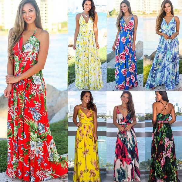 ladies floral sling dress 15 colors womens bohemian v-neck dresses womens casual boho beach flower long dress 060331, White
ladies floral sling dress 15 colors womens bohemian v-neck dresses womens casual boho beach flower long dress 060331, White
