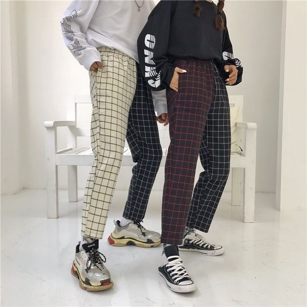 женщины мужчины длинные брюки резинка талии клетчатые штаны harajuku корейский стиль брюки, Black;white
женщины мужчины длинные брюки резинка талии клетчатые штаны harajuku корейский стиль брюки, Black;white