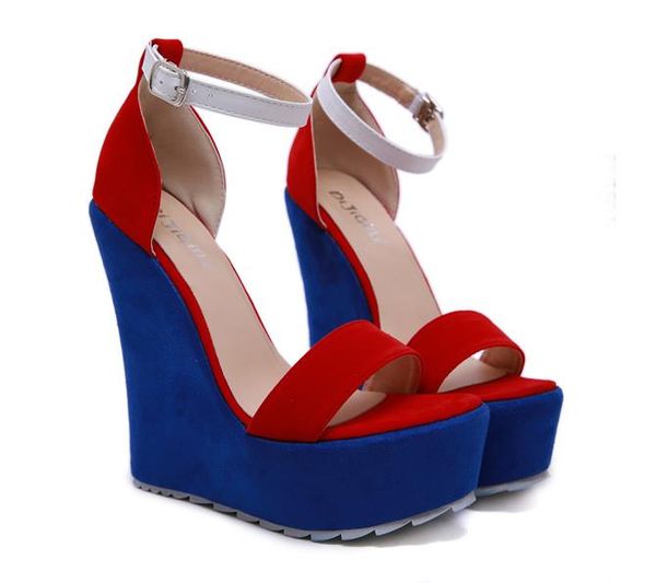 trendy blue red patchwork platform wedge sandals luxury women high heel designer slides size 35 to 40, Black
trendy blue red patchwork platform wedge sandals luxury women high heel designer slides size 35 to 40, Black